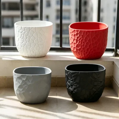 Chậu cây cảnh in 3D họa tiết vân gỗ tinh tế trang trí nhà cửa