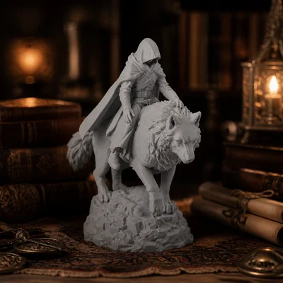 Tượng Điêu Khắc Chiến Binh Cưỡi Sói (Wolf Rider Guardian)