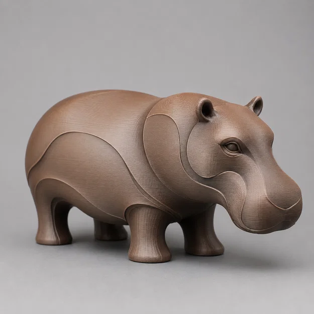 Mô hình tượng Hà Mã trừu tượng (Abstrakte Hippo-Skulptur) in 3D độc đáo - Image 1
