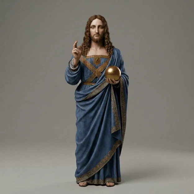 Mô hình 3D tượng Salvator Mundi Leonardo Da Vinci nghệ thuật - Image 1