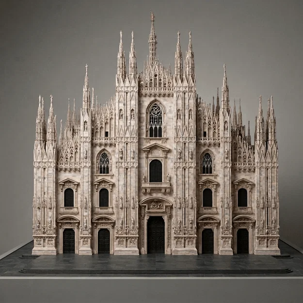 Mô hình 3D Nhà thờ Milan Cathedral (Italy) kiến trúc Gothic tinh xảo - Image 1
