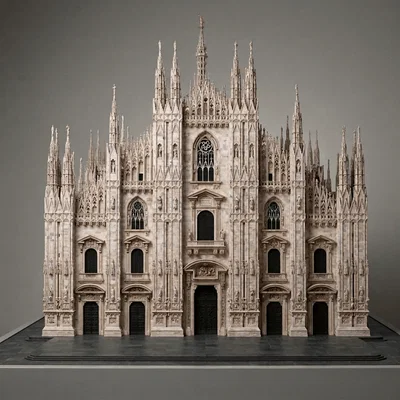 Mô hình 3D Nhà thờ Milan Cathedral (Italy) kiến trúc Gothic tinh xảo