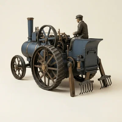 Mô hình 3D máy kéo hơi nước phong cách Victorian ấn tượng