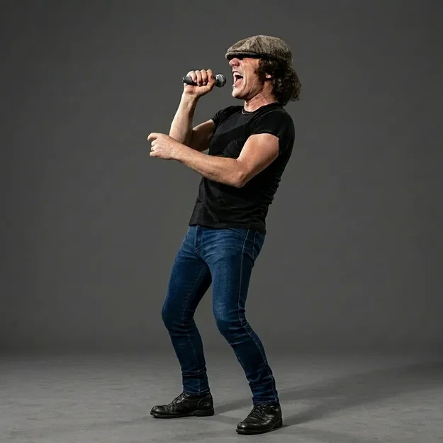 Mô hình 3D Brian Johnson - Huyền thoại Rock AC/DC cực chất - Image 1