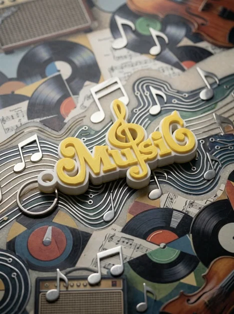 Móc khóa âm nhạc thiết kế độc đáo (Music Keychain 3D model) - Image 1