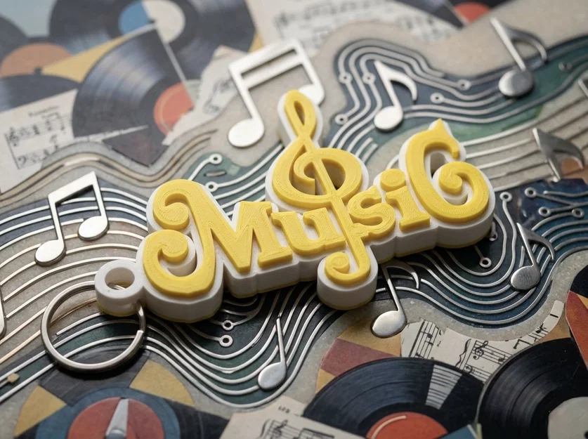 Móc khóa âm nhạc thiết kế độc đáo (Music Keychain 3D model) - Image 2