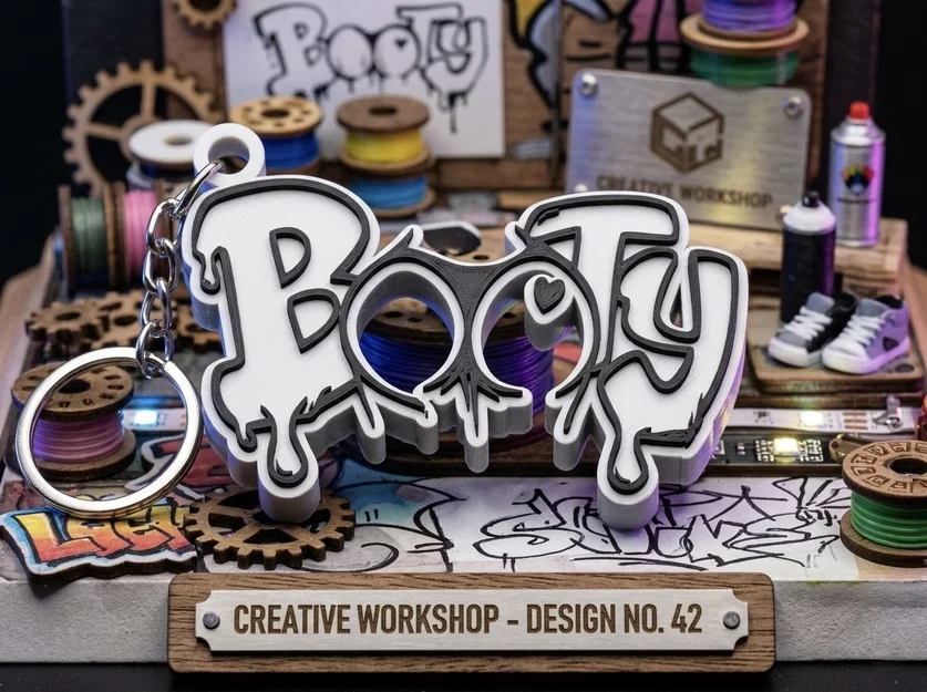 Móc khóa Booty – Phong cách Graffiti 3D độc đáo - Image 1