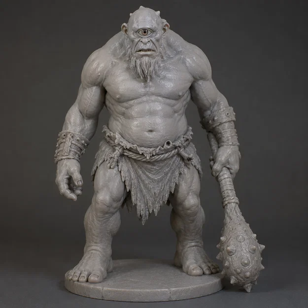Mô hình Cyclops 3D chiến binh cầm chùy cho game Tabletop và RPG - Image 1