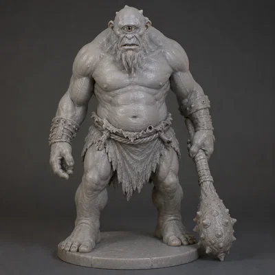 Mô hình Cyclops 3D chiến binh cầm chùy cho game Tabletop và RPG