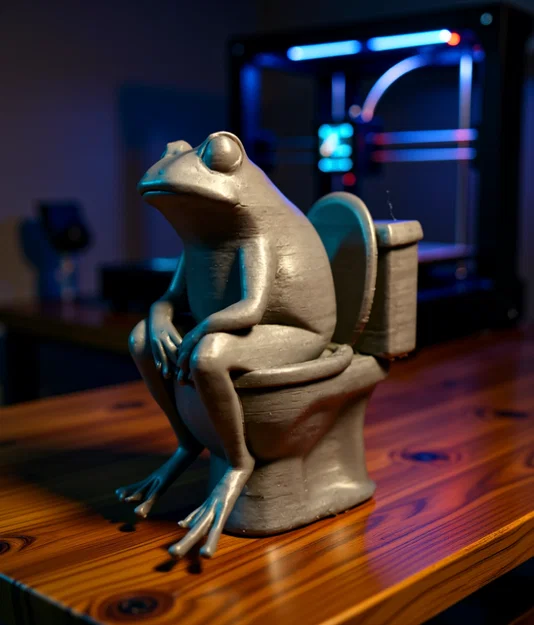 Mô hình chú ếch ngồi bồn cầu (Frog on toilet) trang trí bàn làm việc - Image 1