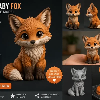 Mô hình chú cáo nhỏ đáng yêu (Cute Baby Fox) in 3D siêu dễ thương