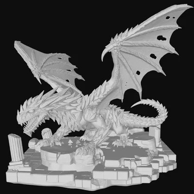 Mô hình Rồng 3D tinh xảo - Dragon alone and with base