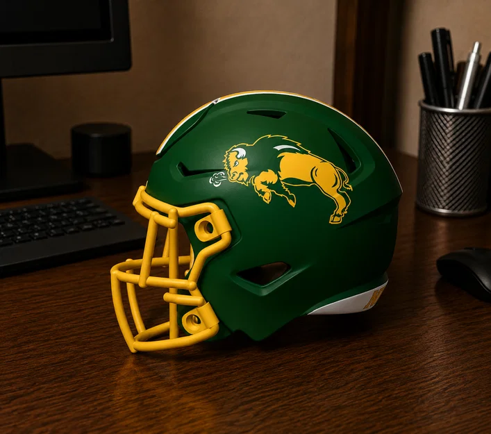 Mô hình mũ bảo hiểm bóng bầu dục North Dakota State Bison - Image 1