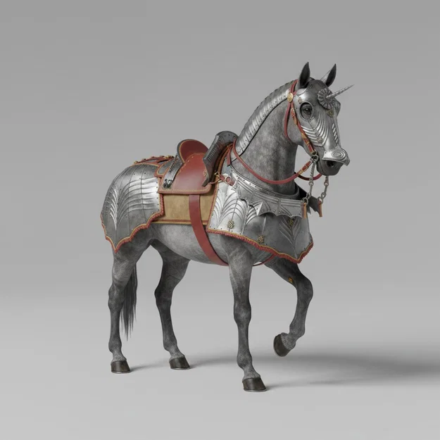 Mô hình 3D Ngựa Chiến Thời Trung Cổ (Battle Horse 1) siêu chi tiết - Image 1