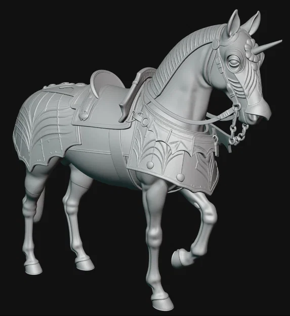 Mô hình 3D Ngựa Chiến Thời Trung Cổ (Battle Horse 1) siêu chi tiết - Image 2