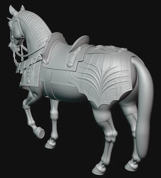 Mô hình 3D Ngựa Chiến Thời Trung Cổ (Battle Horse 1) siêu chi tiết - Image 3