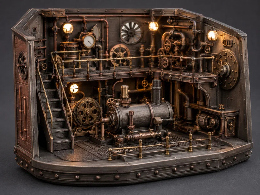 Mô hình phòng máy hơi nước Steampunk chi tiết cho dân sưu tầm - Image 1