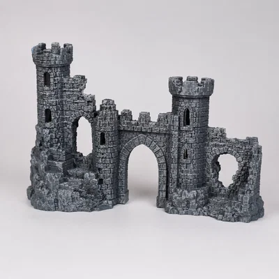 Mô hình 3D tàn tích cổng thành trung cổ cho diorama và tabletop