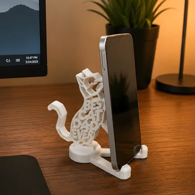 Giá đỡ điện thoại Cat Dad - File in 3D Best Cat Dad Ever