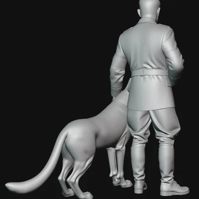 Mô hình 3D nhân vật lịch sử cùng chó cưng tỉ lệ 1:35