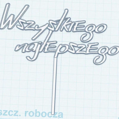 Mẫu topper cắm bánh kem "Wszystkiego najlepszego" in 3D đẹp mắt