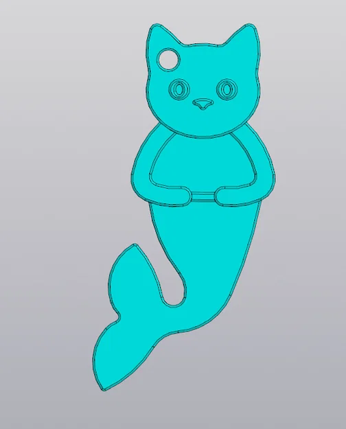 Móc khóa mèo tiên cá (Keychain Mermaid Cat) in 3D xinh xắn - Image 1