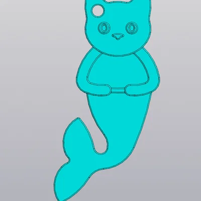 Móc khóa mèo tiên cá (Keychain Mermaid Cat) in 3D xinh xắn