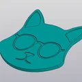 Lót ly mèo đeo kính 3D (Cup Coaster Cat v5) độc đáo cho bàn làm việc - Thumbnail 2