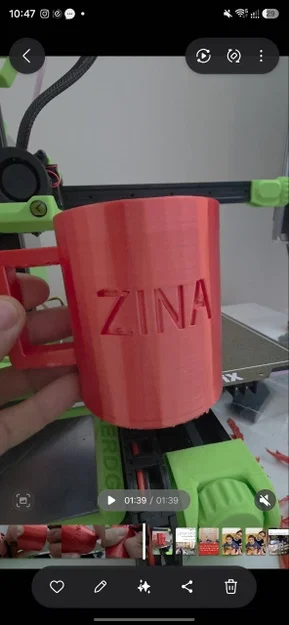 Mẫu cốc in 3D hình trụ khắc tên ZINA độc đáo và tinh tế - Image 1