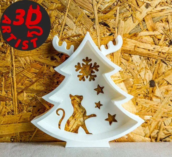 Mô hình trang trí cây thông Noel hình chú mèo dễ thương (3D Print) - Image 1