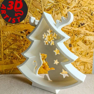 Mô hình trang trí cây thông Noel hình chú mèo dễ thương (3D Print)