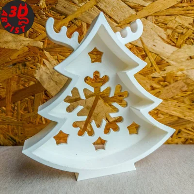 Mô hình 3D cây thông Noel kết hợp sừng hươu trang trí lễ hội