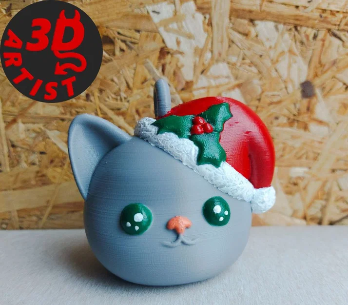 Mô hình chú mèo trang trí cây thông Noel in 3D cực đáng yêu - Image 1