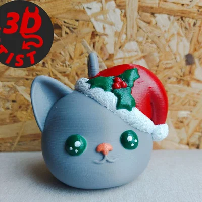 Mô hình chú mèo trang trí cây thông Noel in 3D cực đáng yêu