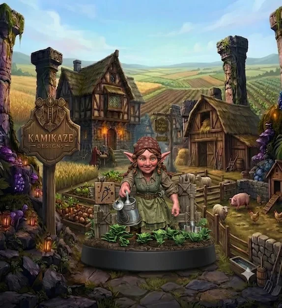 Mô hình Halfling Female Farmer cho game RPG - Image 1