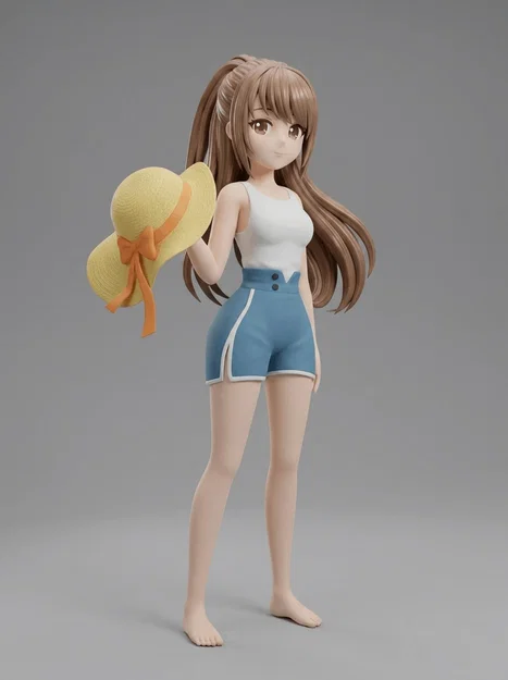 Mô hình 3D Anime Art Cô Gái Đội Mũ Dễ Thương Cho Người Đam Mê In 3D - Image 1