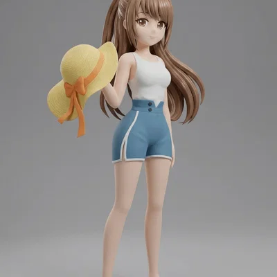Mô hình 3D Anime Art Cô Gái Đội Mũ Dễ Thương Cho Người Đam Mê In 3D