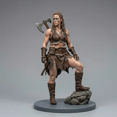 Mô hình 3D Nữ Chiến Binh Barbarian ấn tượng để trang trí
