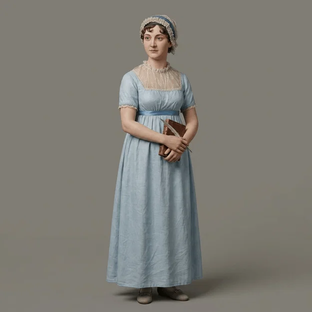 Mô hình in 3D Jane Austen: Tượng nhân vật lịch sử trang trí bàn làm việc - Image 1