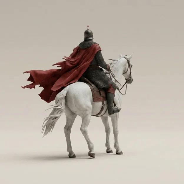 Mô hình 3D Kỵ sĩ Trung cổ: Knight into the Sunset nghệ thuật - Image 1