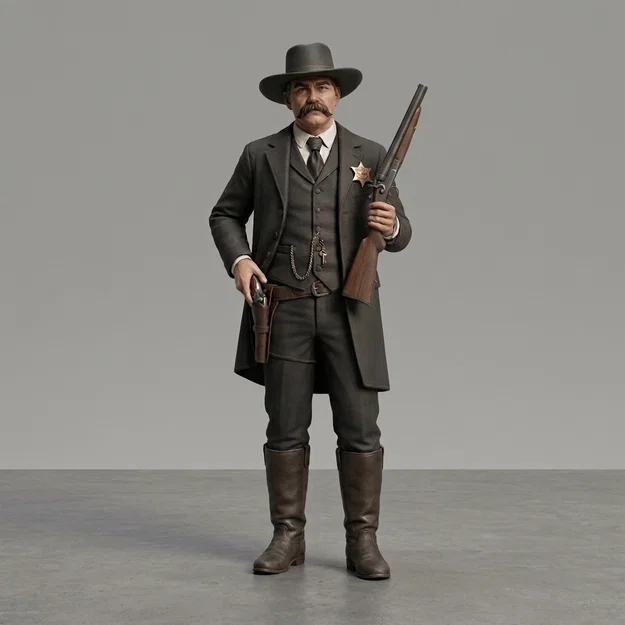 Mô hình 3D nhân vật huyền thoại miền Tây Wyatt Earp để in ấn - Image 1