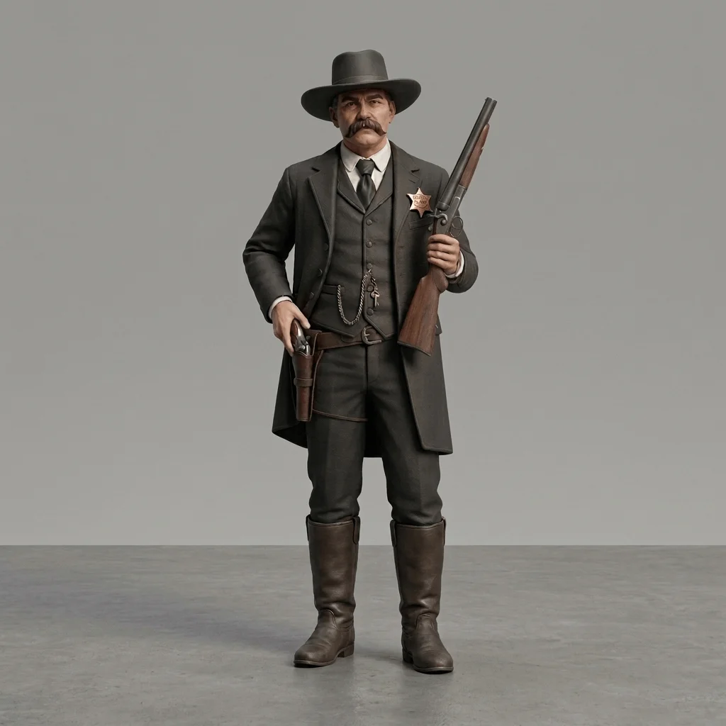 Mô hình 3D nhân vật huyền thoại miền Tây Wyatt Earp để in ấn 1