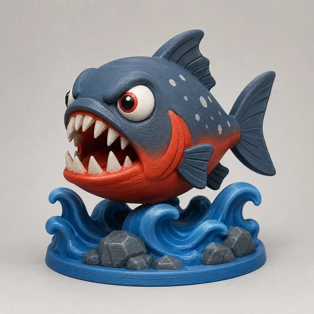 Mô hình cá hổ Piranha hoạt hình 3D ấn tượng trang trí bàn làm việc - Image 1