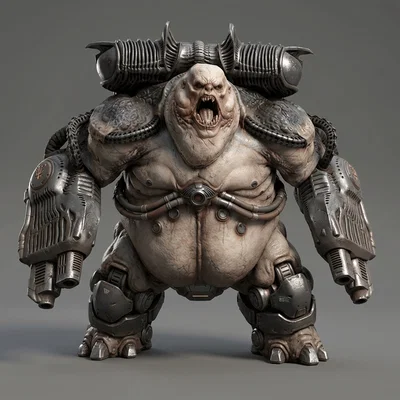 Mô hình 3D Mancubus từ Doom The Dark Ages ấn tượng