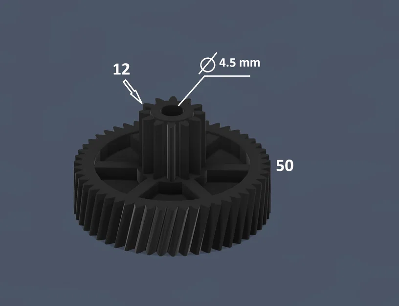 Bánh răng thay thế máy hủy giấy 12T-50T (lỗ trục 4.5mm) in 3D - Image 1