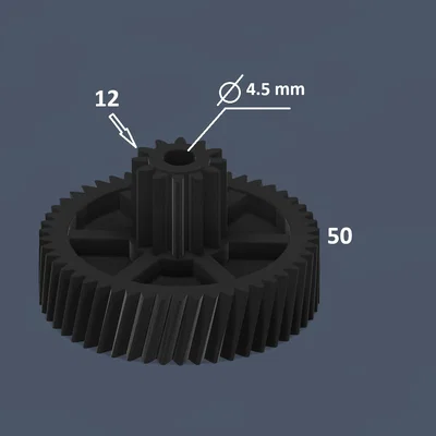 Bánh răng thay thế máy hủy giấy 12T-50T (lỗ trục 4.5mm) in 3D