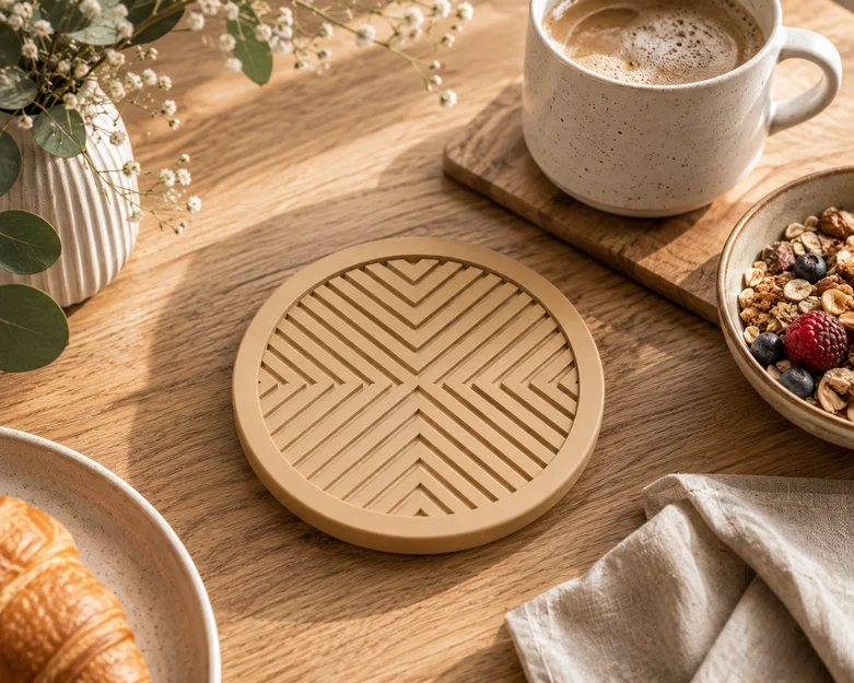Đế lót ly Geometric Line – Mẫu đế lót ly trang trí vừa đẹp vừa tiện dụng - Image 1