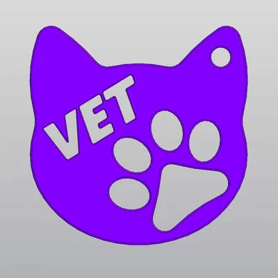 Móc khóa in 3D hình đầu mèo VET độc đáo tặng bác sĩ thú y
