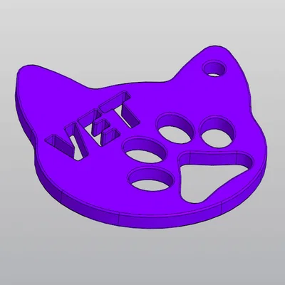 Móc khóa in 3D hình đầu mèo VET độc đáo tặng bác sĩ thú y