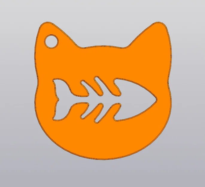 Móc khóa hình đầu mèo và xương cá dễ thương (3D Printable) - Image 1